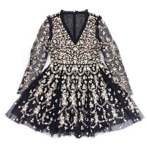 NEW Needle & Thread Victoria Ditsy VNeck Mini Dress Embroidered Whimsigoth Fairy